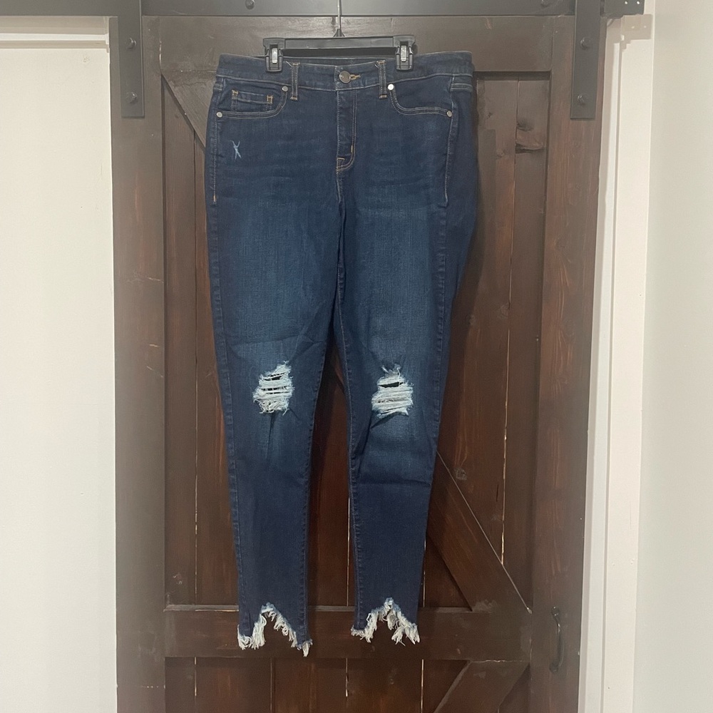 Lane Bryant Distressed Blue Denim Skinny Jeans